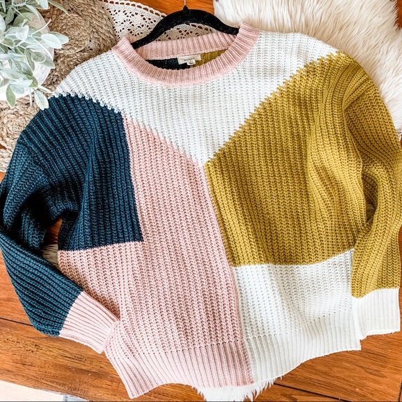 debut Sweaters - Color-block knit sweater